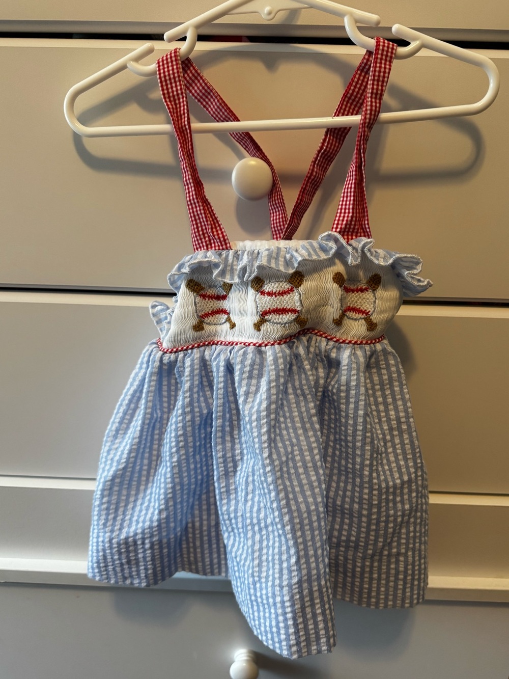 Light Blue Striped Baseball Girls' Smocked Shirt